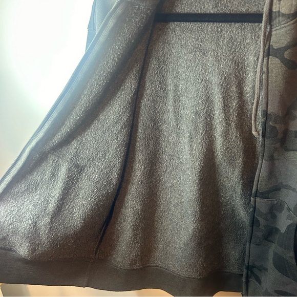 GEORGE men’s size M black camo hoodie, front zip, pockets, long sleeve - Picture 5 of 7